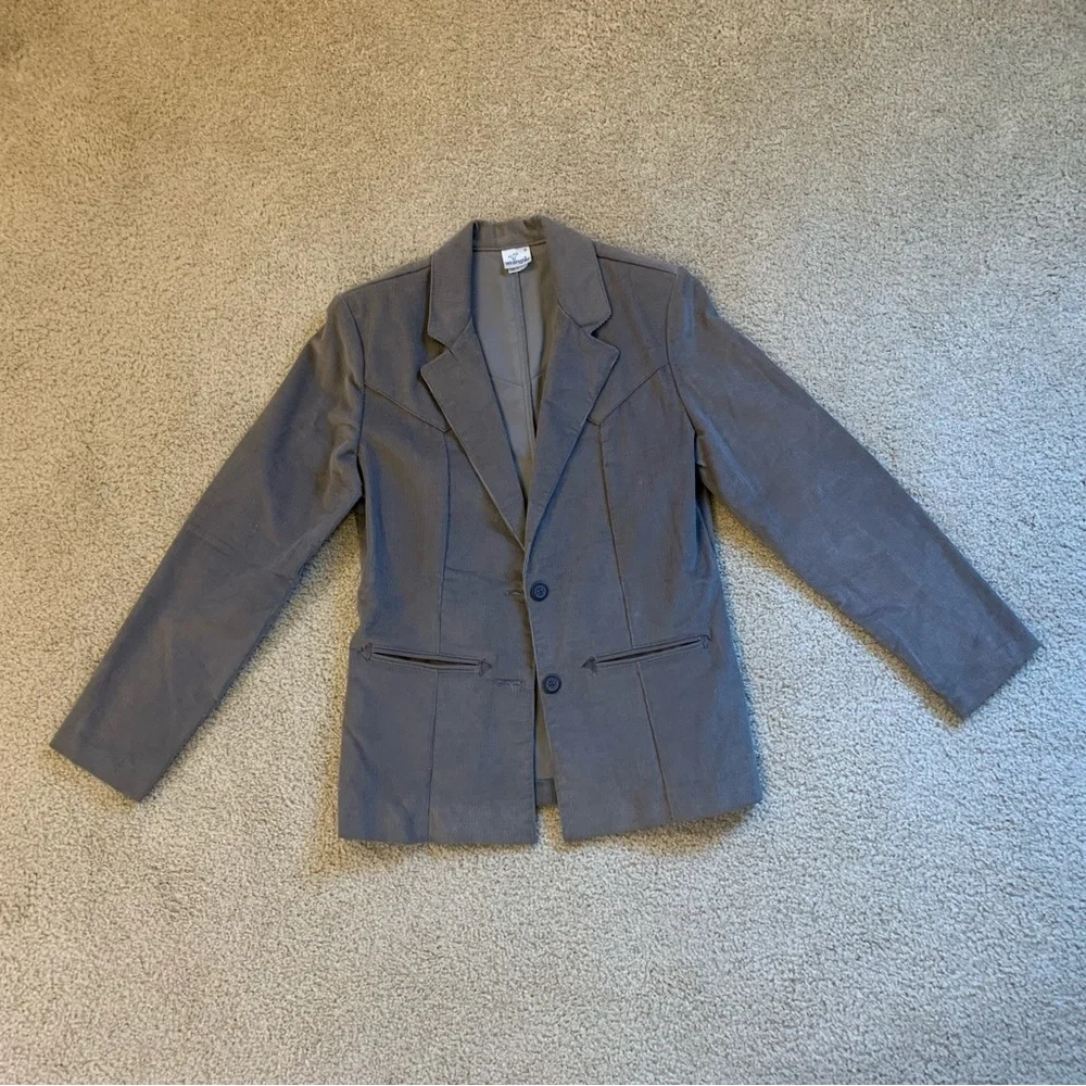 Vintage Corduroy Gray Blazer by Wrangler - Picture 2 of 12